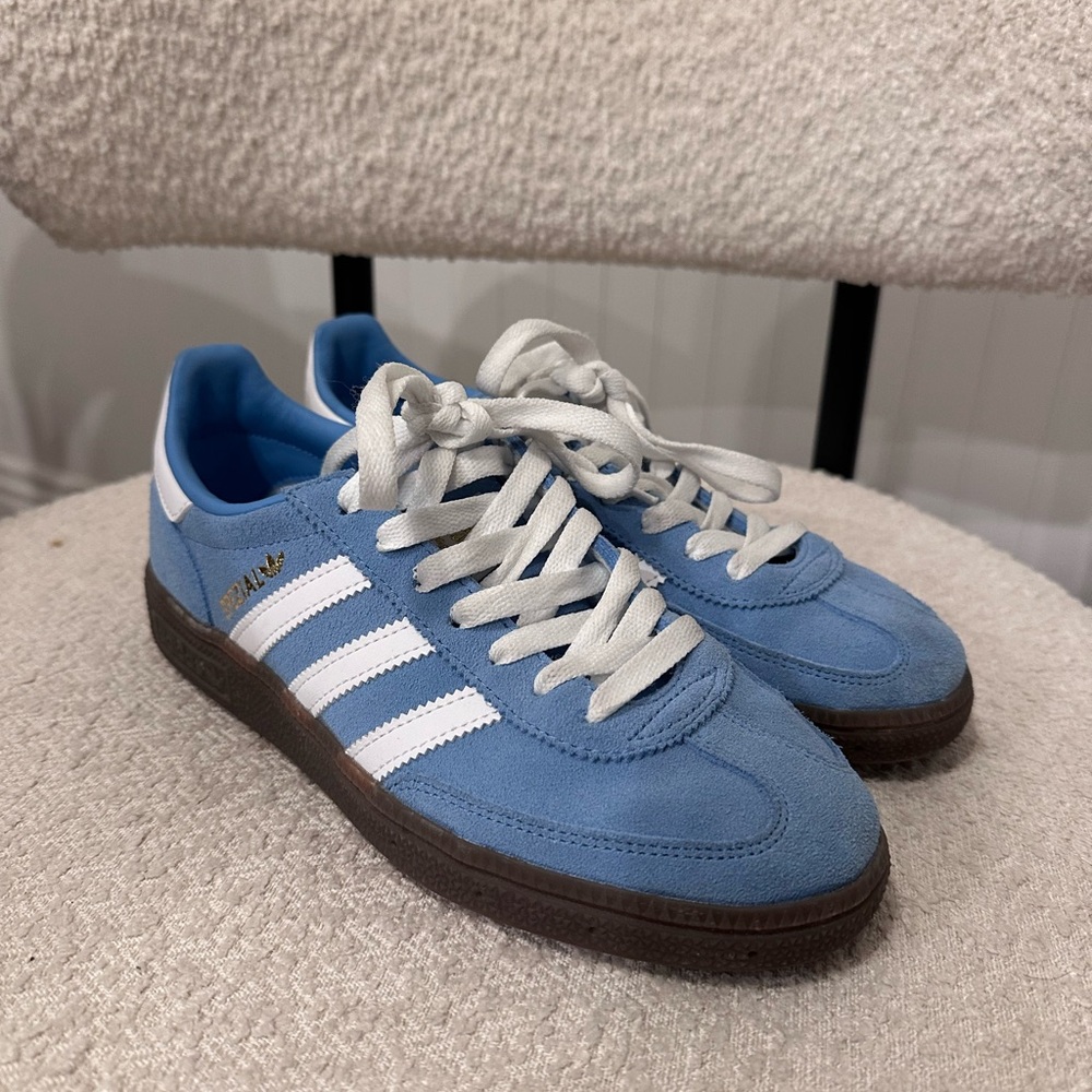 Adidas Men's Light Blue and White Sneakers